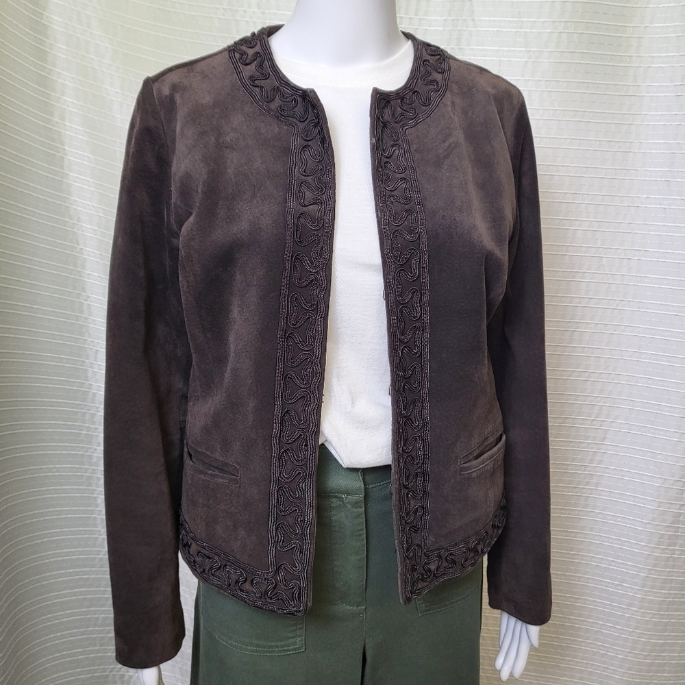 CHICO'S Suede Bolero Jacket Short Mocha Brown Women's XS/S